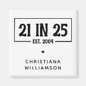 21. Geburtstag personalisiert 21. Est 2004 Magnet (Vorne)