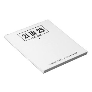 21. Geburtstag personalisiert 21. Est 2004 Notizblock