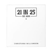 21. Geburtstag personalisiert 21. Est 2004 Notizblock (Vorderseite)
