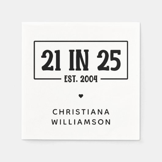 21. Geburtstag personalisiert 21. Est 2004 Serviette (Vorderseite)