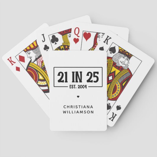 21. Geburtstag personalisiert 21. Est 2004 Spielkarten (Rückseite)