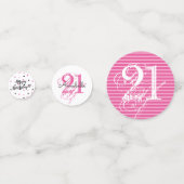 21. Geburtstag Personalisiert rosa Thema Konfetti (Vorderseiten)