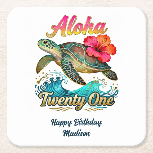 21. Geburtstag personalisiertes tropisches Ozean-T Rechteckiger Pappuntersetzer (Vorderseite)