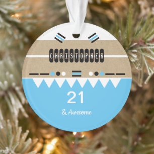 21. Geburtstag phantastisch blau und weiß Ornament