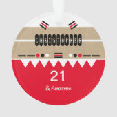 21. Geburtstag phantastisch rot und weiß Ornament (Rückseite)