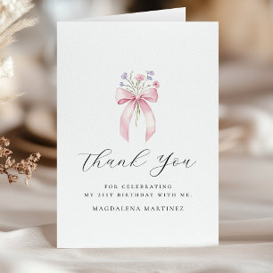 21. Geburtstag Pink Bow Wildblume geklappt Dankeskarte