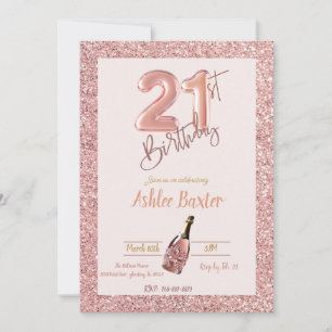 21. Geburtstag Pink Champagner Pink Glitter Einladung