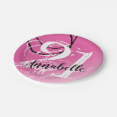 21. Geburtstag PINK Elegante Abstrakt Paper Teller (Schrägansicht)