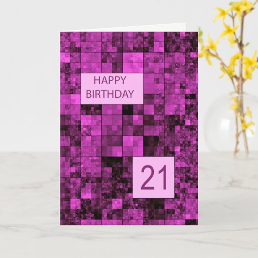 21. Geburtstag Pink-Pattern-Karte Karte (Gelbe Blume)