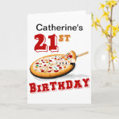 21. Geburtstag Pizza Party Karte (Gelbe Blume)