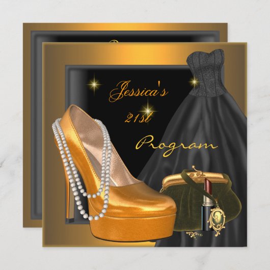 21. Geburtstag Programm Shoe Gold Orange Black (Vorne/Hinten)