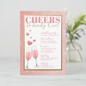 21. GEBURTSTAG | ROSA CHAMPAGNE EINLADUNG (Stehend Vorderseite)