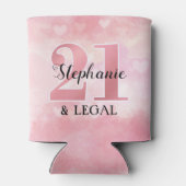 21. Geburtstag | Rosa Herzen 21 und Recht Dosenkühler (Rückseite)