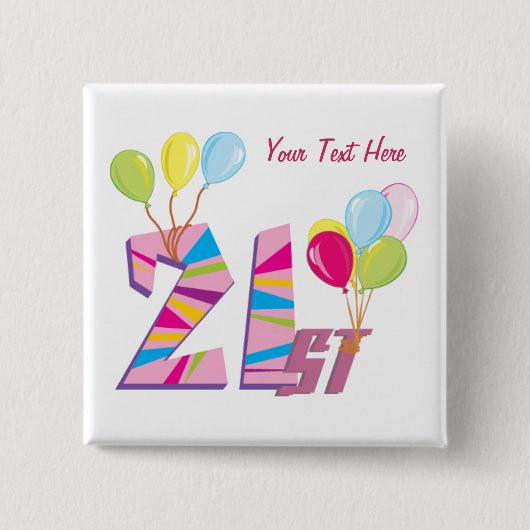21. Geburtstag (rosa) kundengerecht Button (Vorderseite)