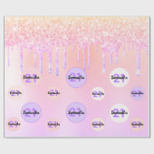 21. Geburtstag Rosa Rosa Gold Glitzer Tropfen Geschenkpapier (Flach)