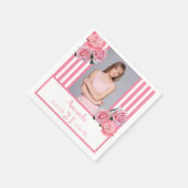 21. Geburtstag Rosa Streifen Blumenbezeichnungen F Serviette (Ecke)