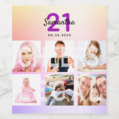 21. Geburtstag Rose Gold gesetzlicher Foto Name Weinetikett (Einzelnes Label)