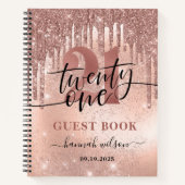 21. Geburtstag Rose Gold Glitzer & Foil Gästebuch Notizblock (Vorderseite)