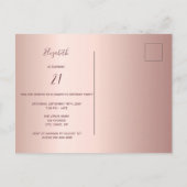 21. Geburtstag Rose Gold Glitzer Foto Einladung Postkarte (Rückseite)