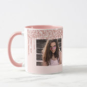 21. Geburtstag Rose Gold Glitzer Tropfen Foto Tasse (Links)
