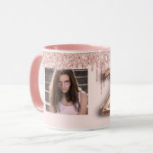 21. Geburtstag Rose Gold Glitzer Tropfen Foto Tasse (Vorderseite Links)