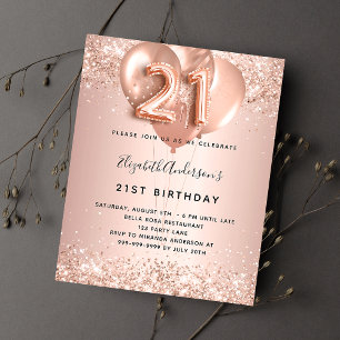 21. Geburtstag Rose Gold Glitzern-Ballons