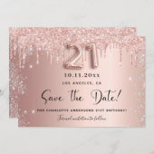 21. Geburtstag Rose Gold Gold Save the Date (Vorne/Hinten)