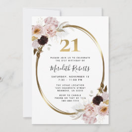 21. Geburtstag Rose Gold Metallic Floral Party Einladung