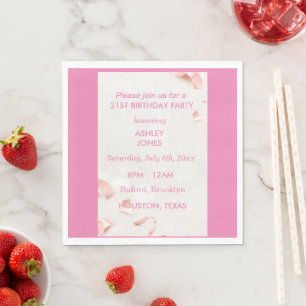 21. Geburtstag Rose Gold pink   PARTY EINLADUNG Serviette
