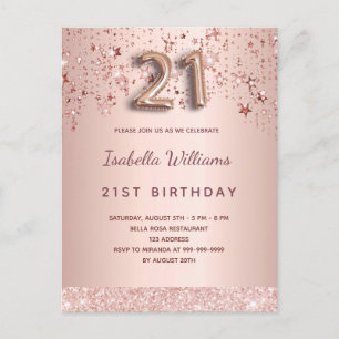 21. Geburtstag Rose Gold Rosa Ballon Drehbuchstars Postkarte