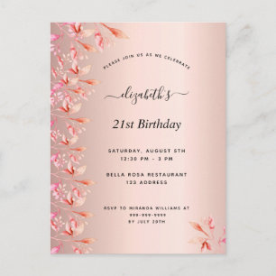 21. Geburtstag Rose Gold Rosa Blumenladen Postkarte