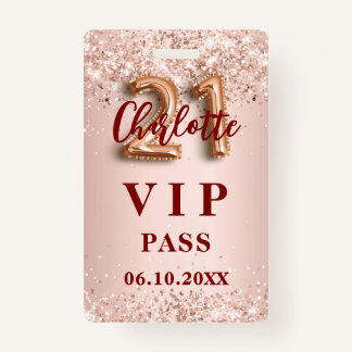 21. Geburtstag Rose Gold Vip Party Pass Ausweis