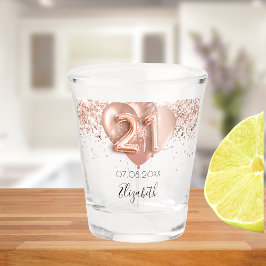 21. Geburtstag Rose Goldballons Name Schnapsglas