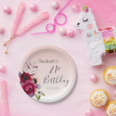 21. Geburtstag Rose Goldene Rosa-Blüten Pappteller (Party)