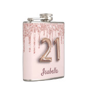 21. Geburtstag Rose Goldene Rose Tropfen Freunde Flachmann (Rechts)