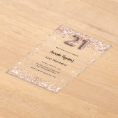 21. Geburtstag Rose goldenes Party Acryleinladungen (Ablage )