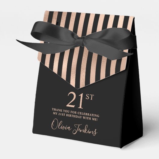 21. Geburtstag Roségold gestreift Danke Geschenkschachtel (Vorderseite)