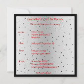 21. Geburtstag Rotes Herz auf Schwarz & Weiß einla Einladung (Rückseite)