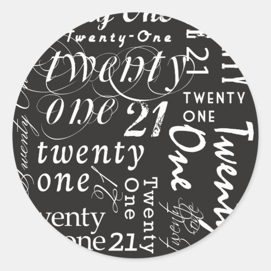21. Geburtstag Runder Aufkleber (Vorderseite)