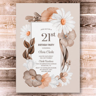 21. Geburtstag Rustic Boho Floral Party Einladung