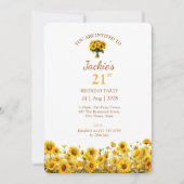 21. Geburtstag Rustikales Sonnenblumen Foto Einladung (Vorderseite)