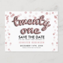 21. Geburtstag Save the Date Rose Goldballons