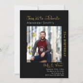 21. Geburtstag schwarz Einladung (Vorderseite)