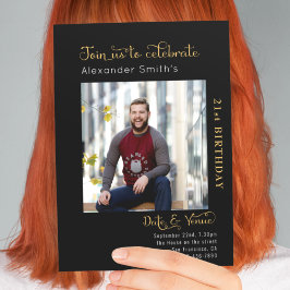 21. Geburtstag schwarz Einladung