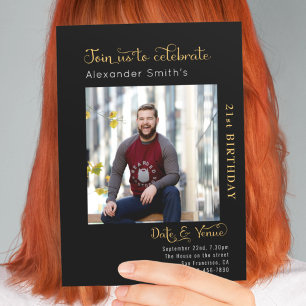 21. Geburtstag schwarz Einladung