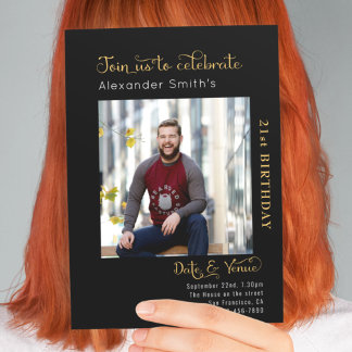 21. Geburtstag schwarz Einladung