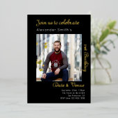 21. Geburtstag schwarz Folieneinladung (Stehend vorne)