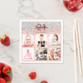 21. Geburtstag Schwarz Pink Silber Glitzer Rechtsn Serviette (Beispiel)