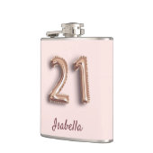 21. Geburtstag Schwarz Rosa Rosa Gold Freunde Flachmann (Links)