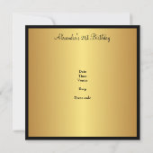 21. Geburtstag Schwarz und Gelb Gold Einladung (Rückseite)